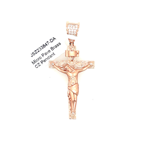Jesus with Cross Brass Pendant