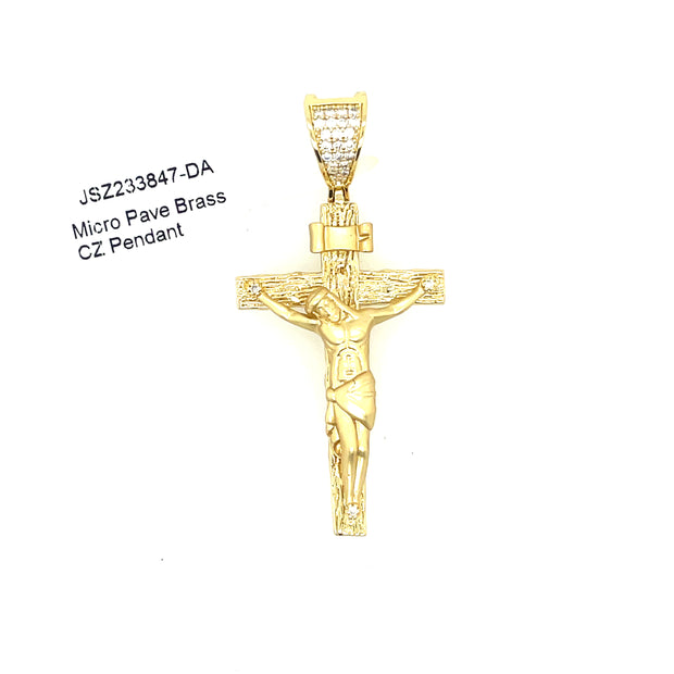 Jesus with Cross Brass Pendant