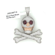 Skull with Red Eyes Brass Pendant