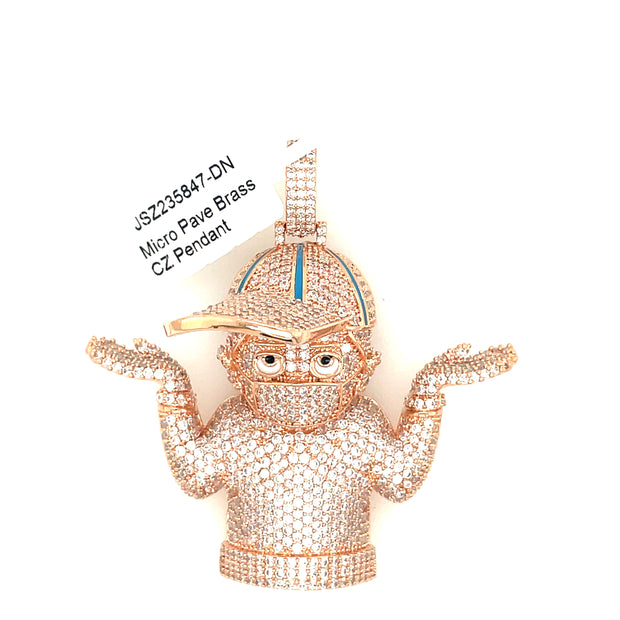 Man with Hat Brass Pendant