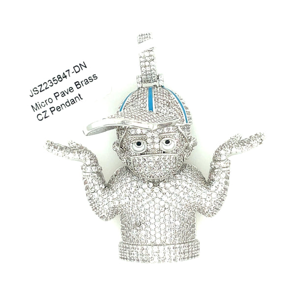 Man with Hat Brass Pendant