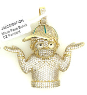 Man with Hat Brass Pendant