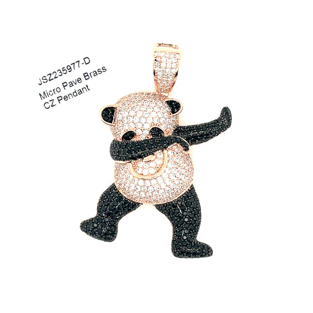 Dancing Panda Brass Pendant