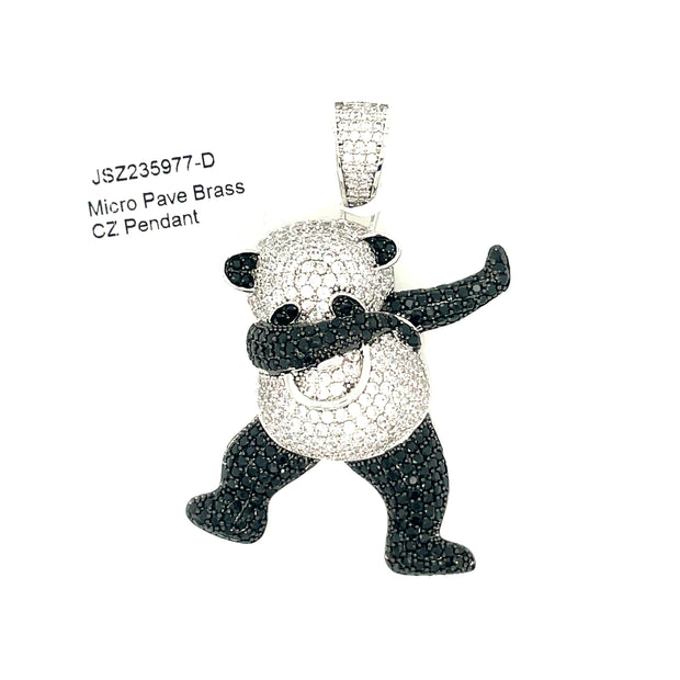Dancing Panda Brass Pendant