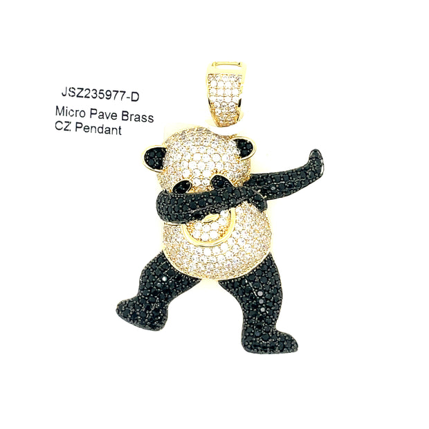 Dancing Panda Brass Pendant