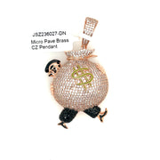 Walking Money Bag Brass Pendant