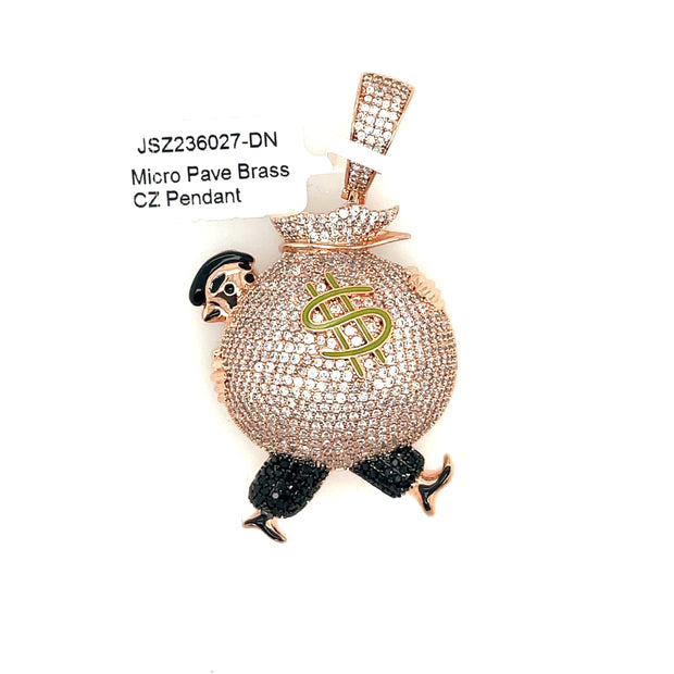 Walking Money Bag Brass Pendant