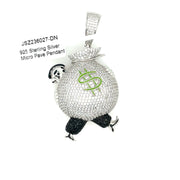 Money Bag Walking Silver Pendant