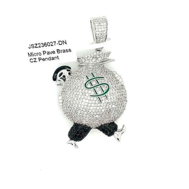 Walking Money Bag Brass Pendant