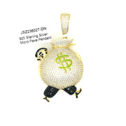 Money Bag Walking Silver Pendant