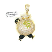 Walking Money Bag Brass Pendant