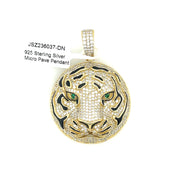 Tiger Face Silver Pendant