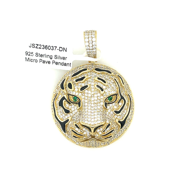 Tiger Face Silver Pendant