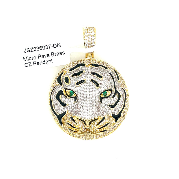Tiger Face Brass Pendant