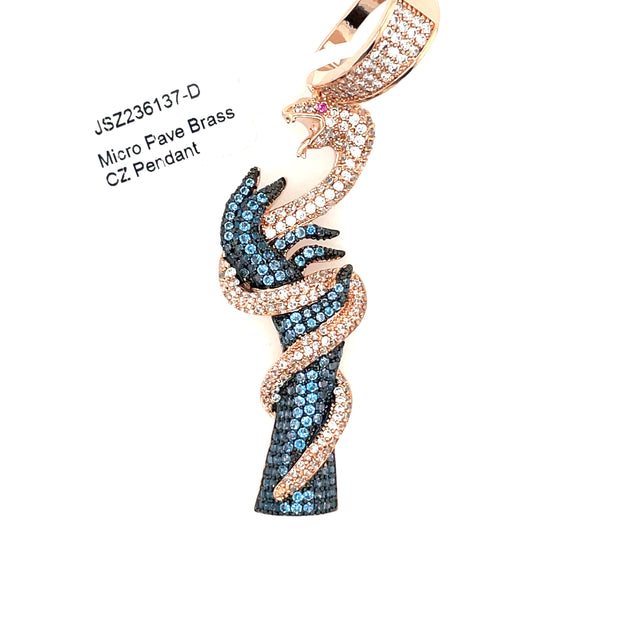 Snake In Hand Brass Pendant