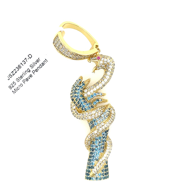 Hand with Snake Silver Pendant