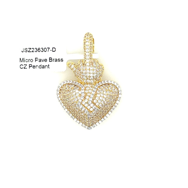 Broken Heart Brass Pendant