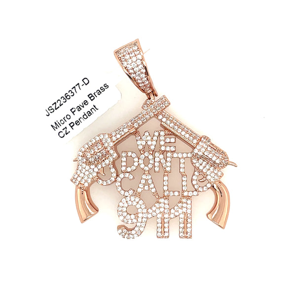 We Don't Call 911 Brass Pendant