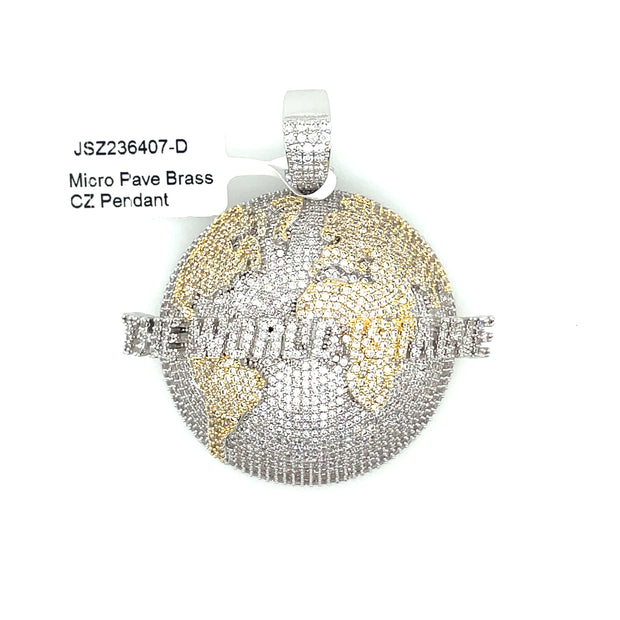 The World Is Mine Brass Pendant