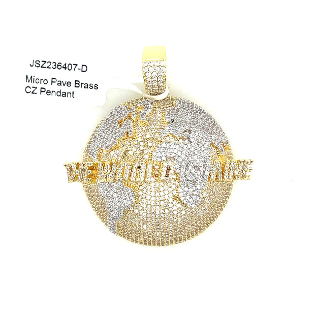The World Is Mine Brass Pendant