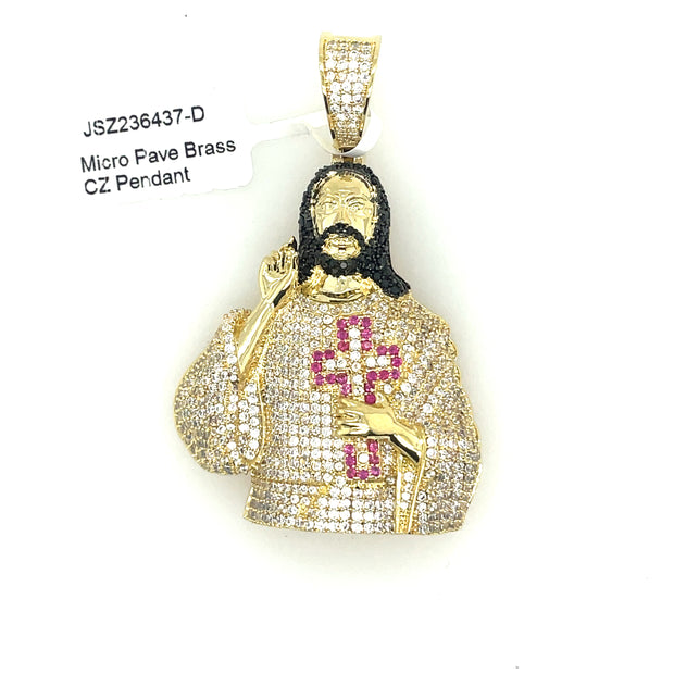 Jesus with Cross Brass Pendant