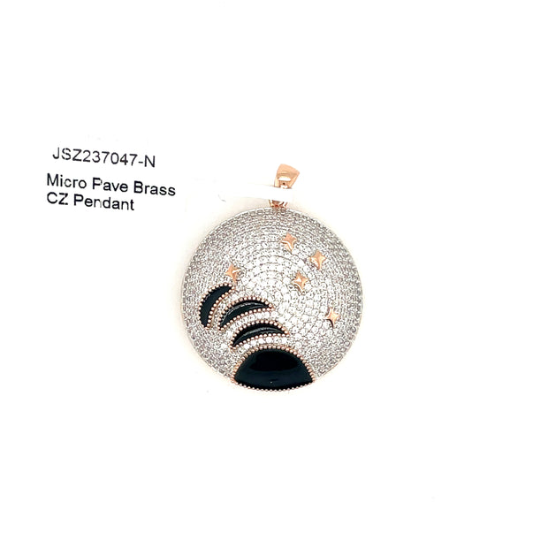 Planet + Stars Brass Pendant