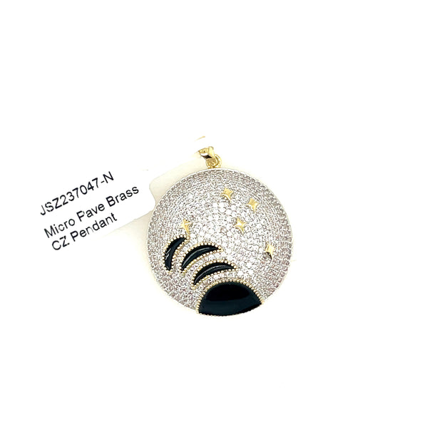 Planet + Stars Brass Pendant