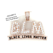 Black Lives Matter - Round Diamonds Brass Pendant