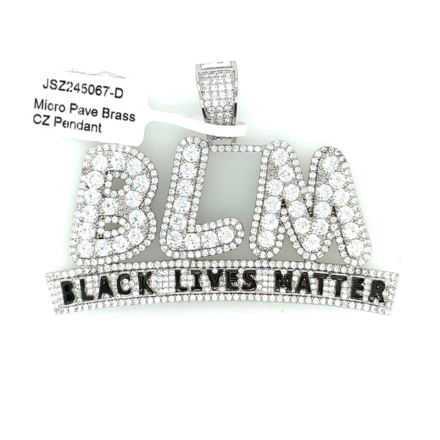 Black Lives Matter - Round Diamonds Brass Pendant
