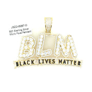 Round Diamond BLM Silver Pendant