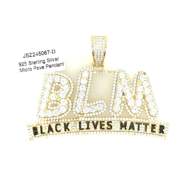 Round Diamond BLM Silver Pendant