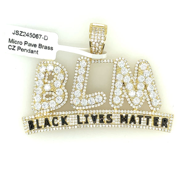 Black Lives Matter - Round Diamonds Brass Pendant