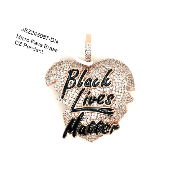 Black Lives Matter in Heart Brass Pendant