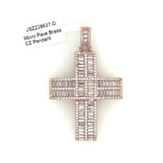 Cross (Baguette Stones) Brass Pendant