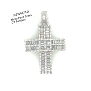 Cross (Baguette Stones) Brass Pendant
