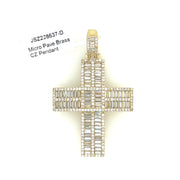 Cross (Baguette Stones) Brass Pendant