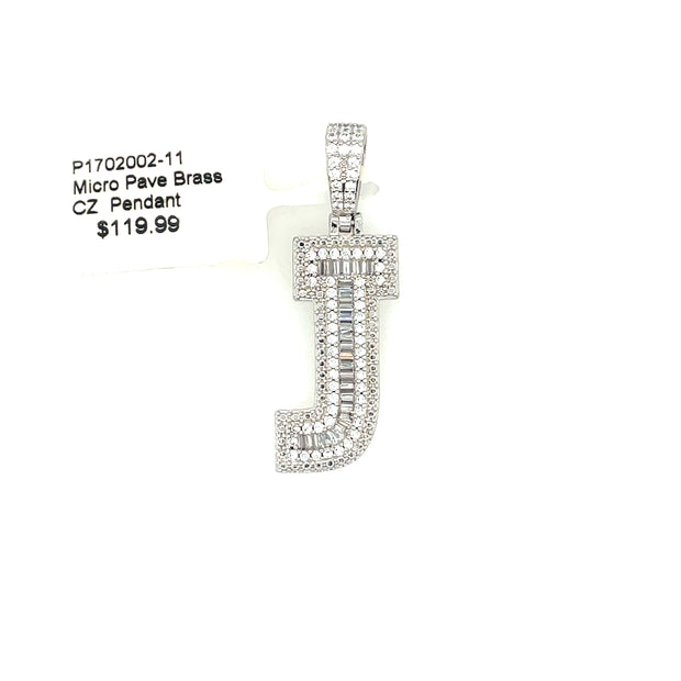Initial Charm - Letter J Brass Pendant
