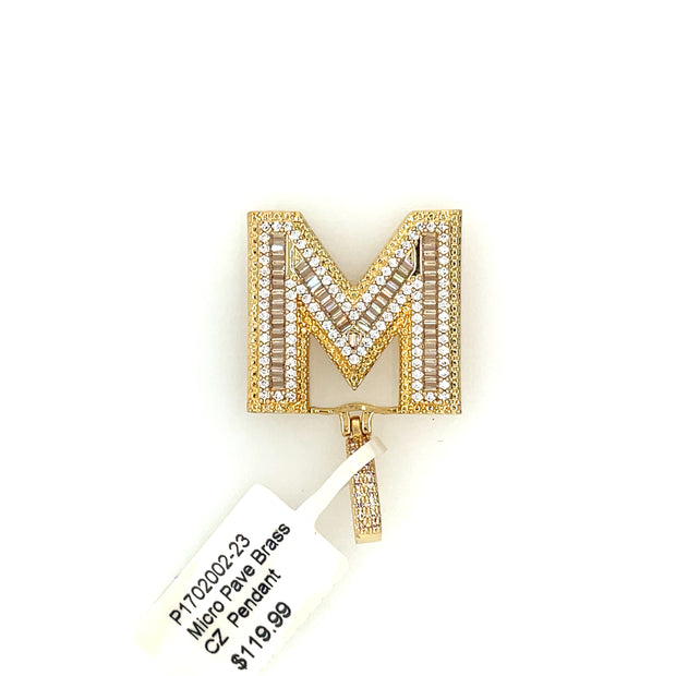 Initial Charm - Letter M Brass Pendant