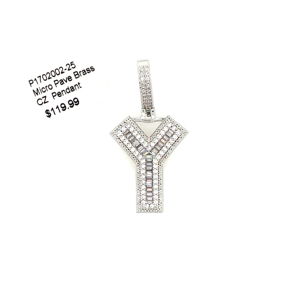 Initial Charm - Letter Y Brass Pendant