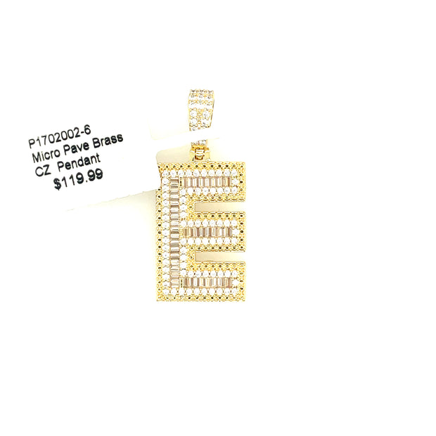 Initial Charm - Letter E Brass Pendant