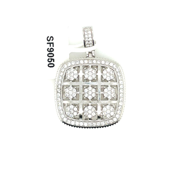 Square with Diamonds Brass Pendant