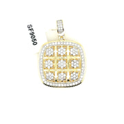 Square with Diamonds Brass Pendant