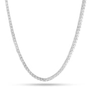 TENNIS CHAIN - 14KT GOLD FINISHED 3MM 4 PRONG (SILVER)