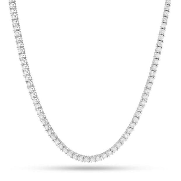 TENNIS CHAIN - 14KT GOLD FINISHED 3MM 4 PRONG (SILVER)