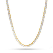 TENNIS CHAIN - 14KT GOLD FINISHED 3MM 4 PRONG (SILVER)
