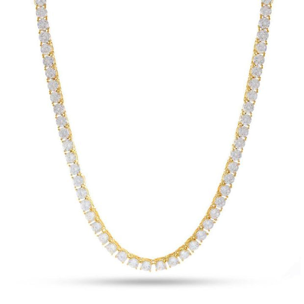 TENNIS CHAIN - 14KT GOLD FINISHED 3MM 4 PRONG (SILVER)